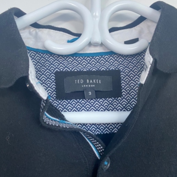 TED BAKER Mens Black Short Sleeve Plain Polo Shirt - UK 3 - Picture 2 of 3